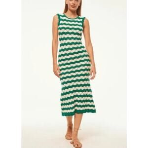 Misa Los Angeles Miss Rosalia Crochet Knit Maxi Dress Emerald Cream Small NWT